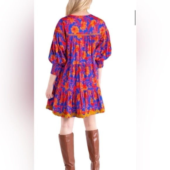 NWT Alden Adair Charlotte Dress in Color- Cobalt Tea Garden- Size Small - Picture 4 of 14